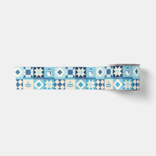 Patchwork Christmas Blue Satin Ribbon