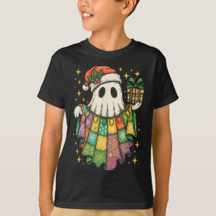 Patchwork Christmas Ghost Christmas, Christmas Boo T-Shirt