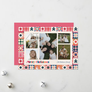 Patchwork Christmas Multicolored Photo Holiday Card