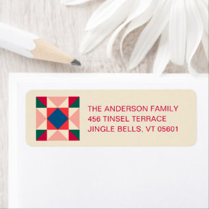 Patchwork Christmas Multicolored Return Address Label