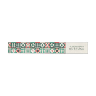 Patchwork Christmas Red and Green  Wrap Around Label