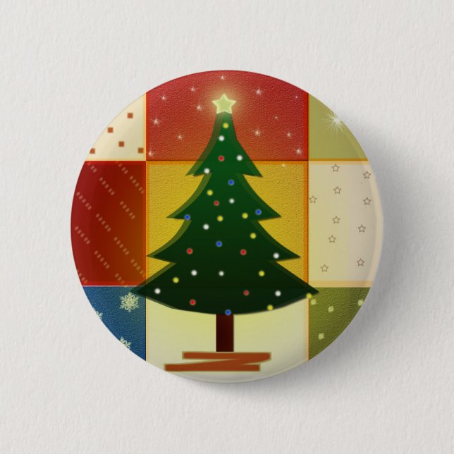 Patchwork Christmas tree Button (Front)
