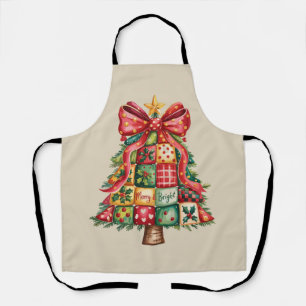 Patchwork Christmas Tree Coquette Xmas Tree  Apron