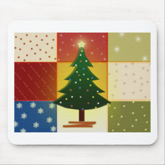 Patchwork Christmas tree Mouse Pad