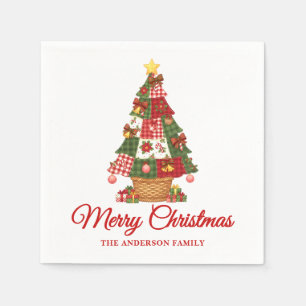 Patchwork Christmas Tree Napkins