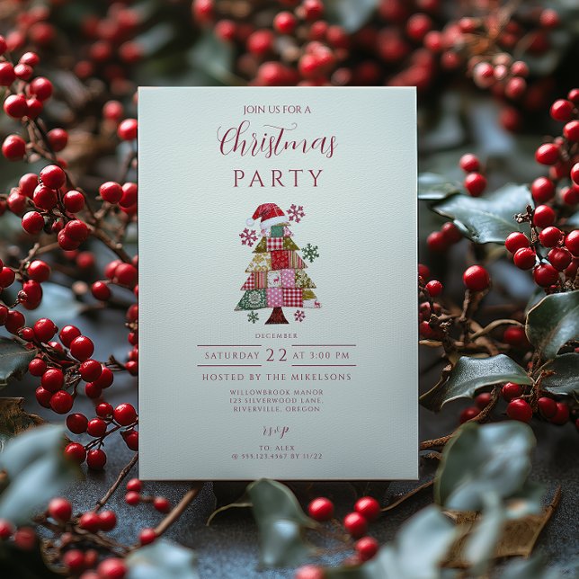Patchwork Christmas Tree Preppy Invitation (Creator Uploaded)