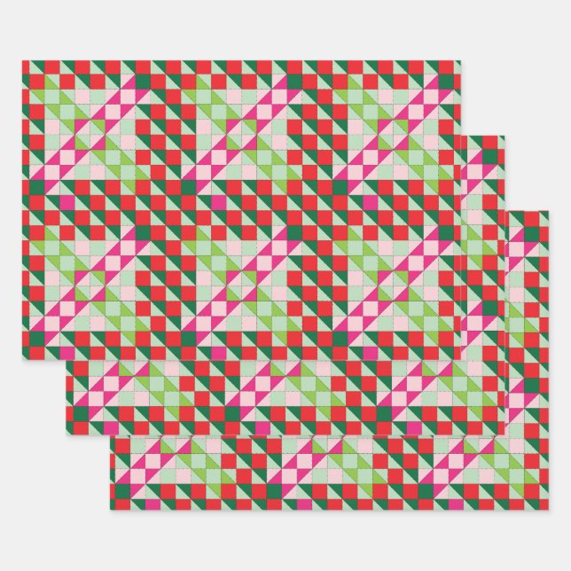 Patchwork Christmas Wrapping Paper Sheets (Set)
