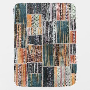 Patchwork collage mix, quilt pattern print. baby blanket