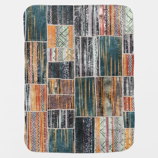 Patchwork collage mix, quilt pattern print. baby blanket (Front)