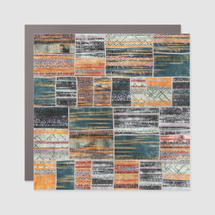 Patchwork collage mix, quilt pattern print. car magnet