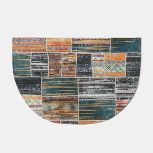 Patchwork collage mix, quilt pattern print. doormat
