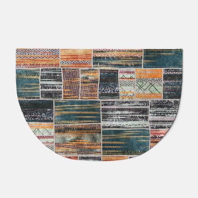 Patchwork collage mix, quilt pattern print. doormat (Front)