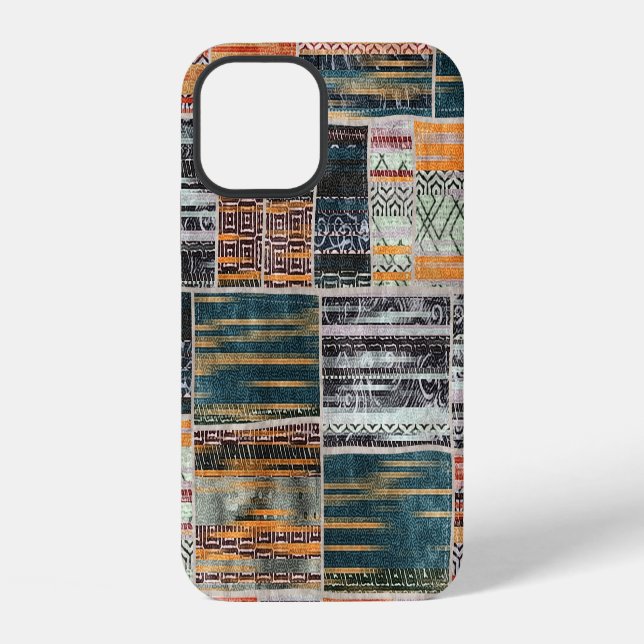 Patchwork collage mix, quilt pattern print. iphone case (Back)