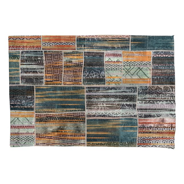 Patchwork collage mix, quilt pattern print. pillow case (Front)