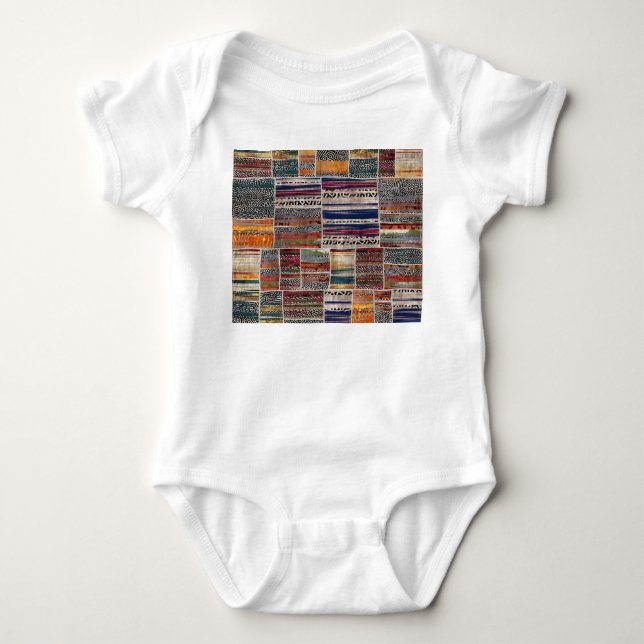 Patchwork collage: mixed quilt pattern. baby bodysuit (Front)