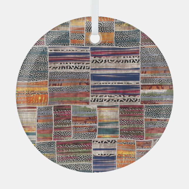 Patchwork collage: mixed quilt pattern. glass ornament (Front)