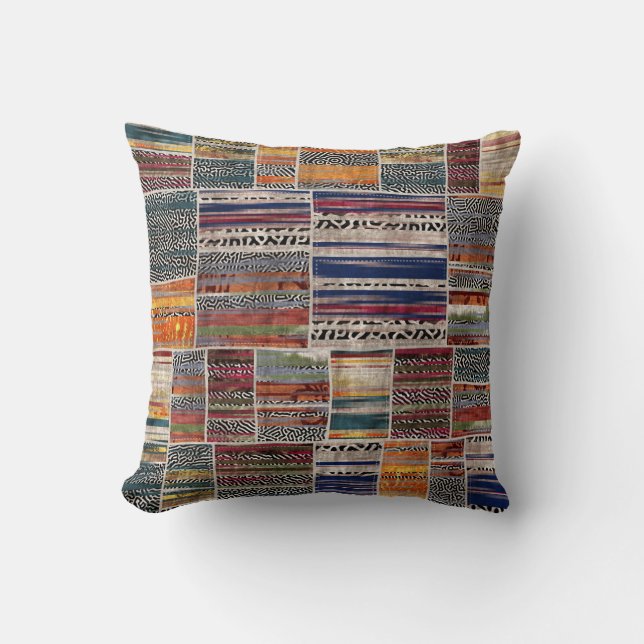Patchwork collage: mixed quilt pattern. throw pillow (Front)
