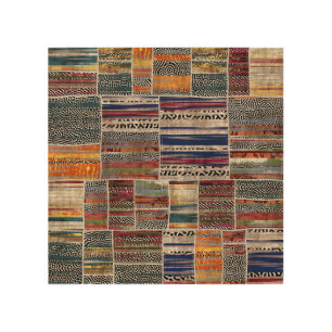 Patchwork collage: mixed quilt pattern. wood wall art