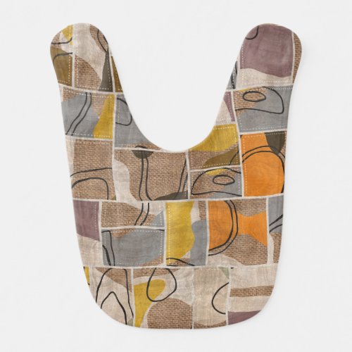 Patchwork collage quilt mix pattern baby bib