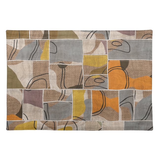 Patchwork collage, quilt mix pattern cloth placemat (Front)