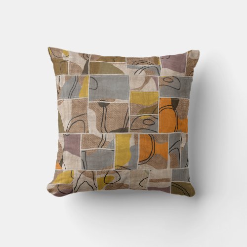 Patchwork collage quilt mix pattern throw pillow