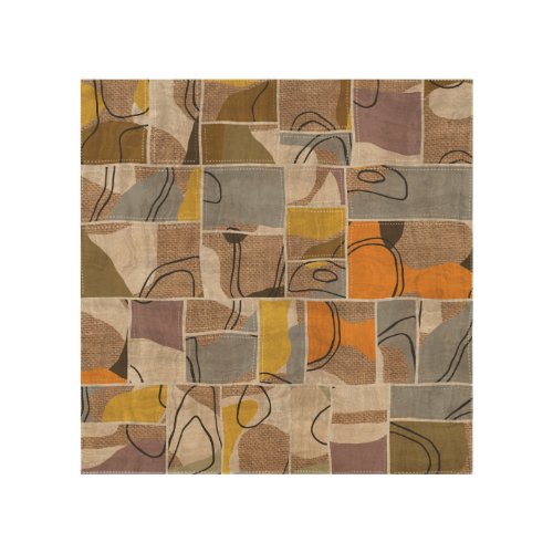 Patchwork collage quilt mix pattern wood wall art