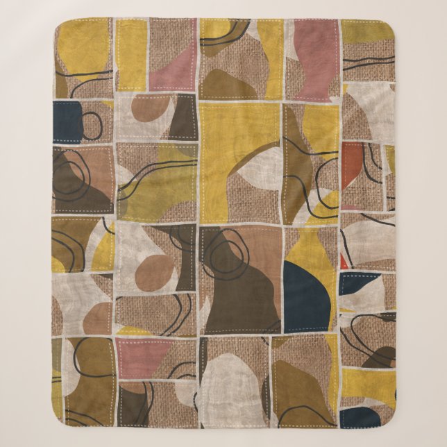 Patchwork collage quilt: mixed print. sherpa blanket (Front)