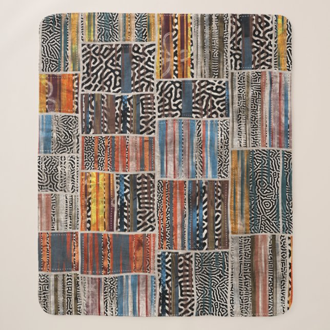 Patchwork Collage: Quilt Pattern Extravaganza Sherpa Blanket (Front)