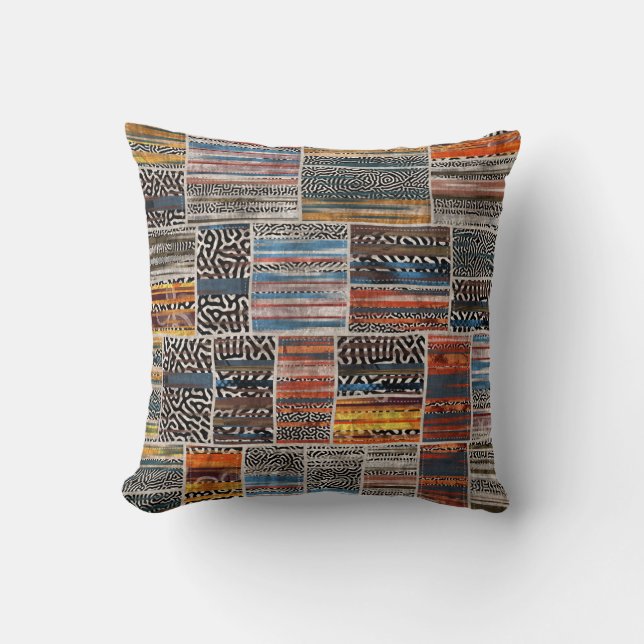 Patchwork Collage: Quilt Pattern Extravaganza Throw Pillow (Front)