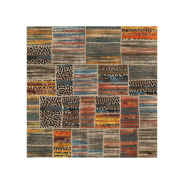 Patchwork Collage: Quilt Pattern Extravaganza Wood Wall Art (Front)
