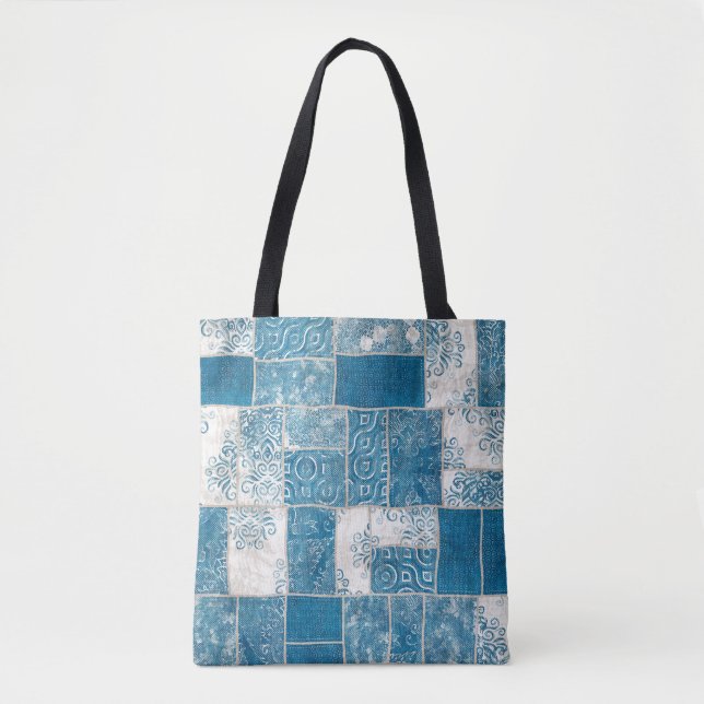 Patchwork Collage: Quilt Pattern Mix Tote Bag (Front)