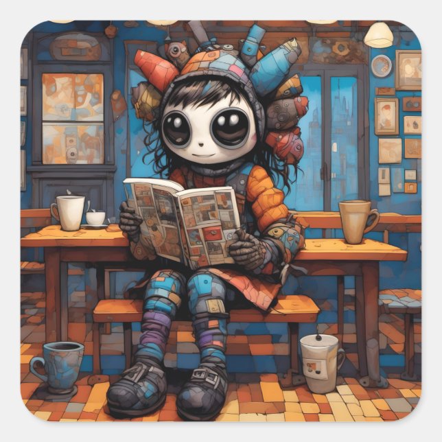 Patchwork Colorful Cute Creature Funny Sticker (Front)