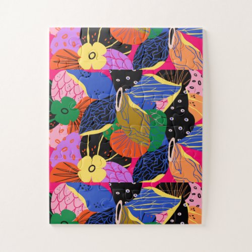 Patchwork Colorful Flowers Jigsaw Puzzle