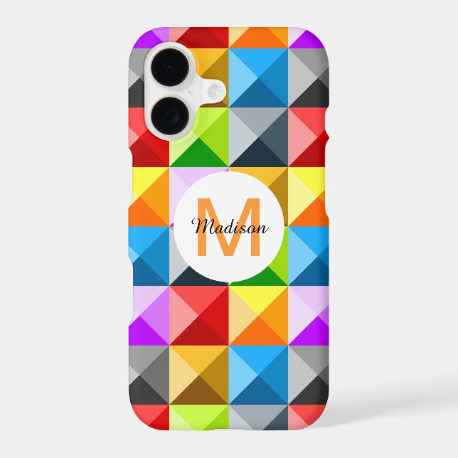 Patchwork Colorful geometric pattern Monogram Iphone Case (Back)