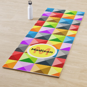 Patchwork Colorful geometric pattern Monogram Yoga Mat