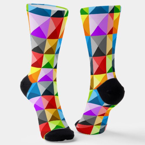 Patchwork Cool Colorful triangle geometric pattern Socks