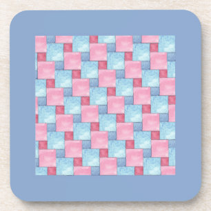 Patchwork Cork Coaster, Pinks, Blues Beverage Coaster