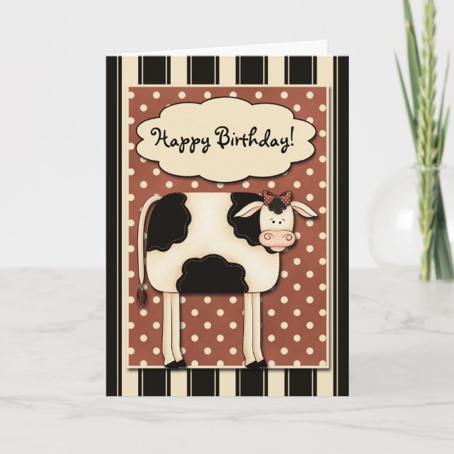 Patchwork Cow Birthday Card (Front)