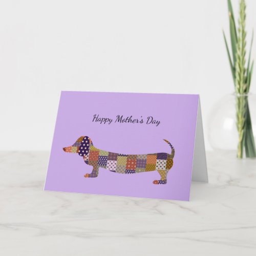 Patchwork Dachshund Mothers Day Card
