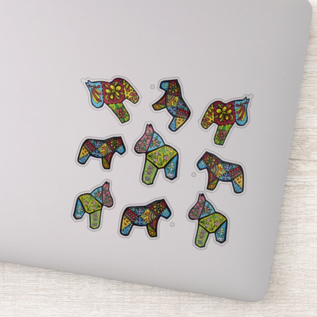 Patchwork Dala Horses Sticker (Detail)