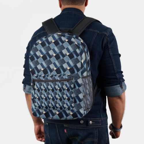 Patchwork Denim Fabric Art Illustration No2 Printed Backpack