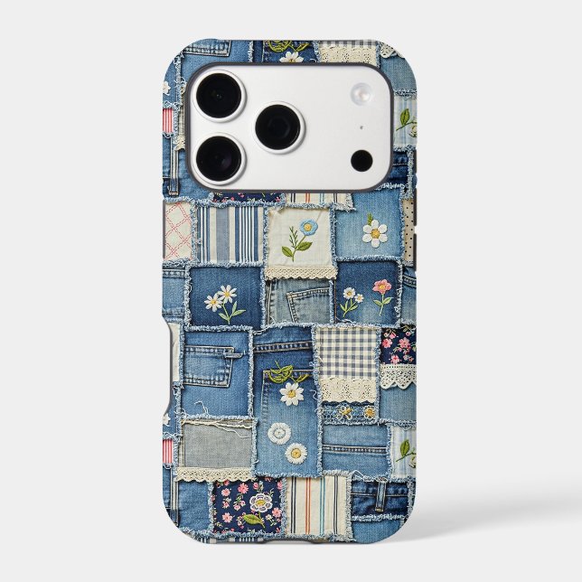Patchwork Denim Iphone Case (Back)