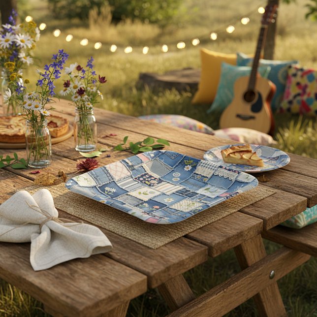 Patchwork Denim Paper Plates (Creator Uploaded)
