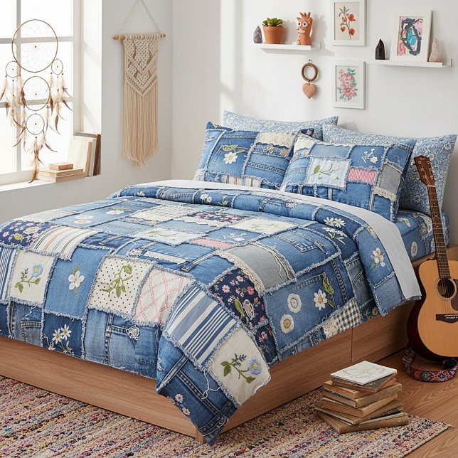 Patchwork Denim Pillow Case (Creator Uploaded)