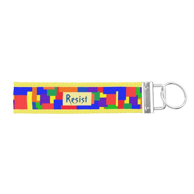 Patchwork Design Rainbow Resist Wrist Keychain