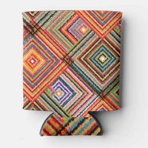 Patchwork Design with Aztec Squares Can Cooler