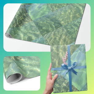 Patchwork Diamond Aquamarine Water Wrapping Paper
