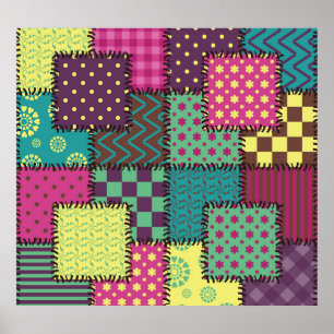 Patchwork: Diverse Patterns Background Poster