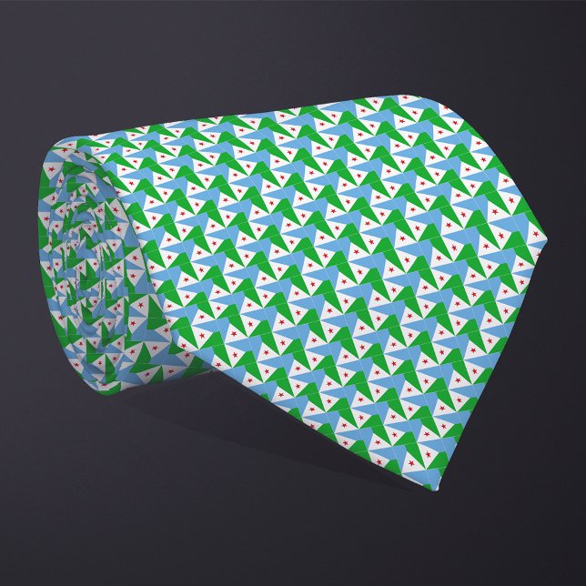 Patchwork Djibouti Flag Pattern  Neck Tie (Creator Uploaded)