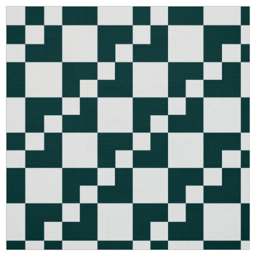 Patchwork Domino - Dark Moss Green and White Fabric